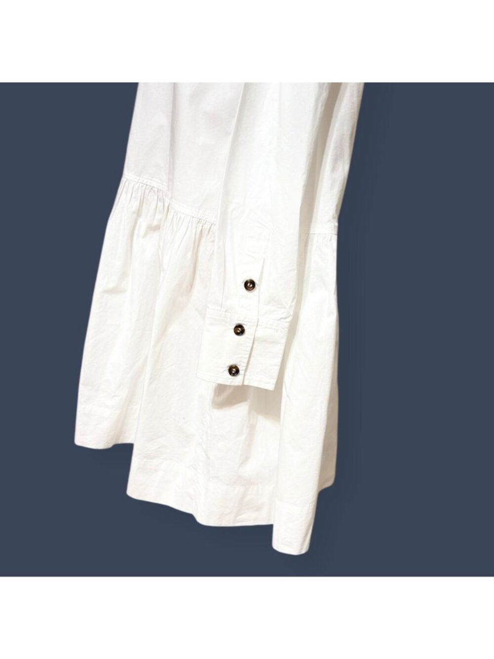 Ganni poplin cotton shirt dress ruffle Hem 36 4 Button Up Classic Office Casual - Picture 8 of 11